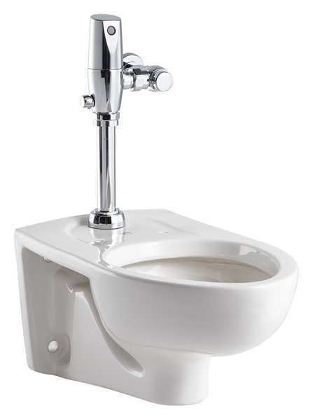 Flush Valve Toilet, 1.1 gpf, Flushometer, Wall Mount, Elongated, White