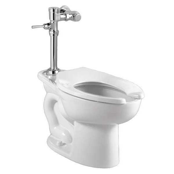 Flush Valve Toilet, 1.28 gpf, Flushometer, Floor Mount, Elongated, White
