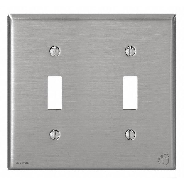 Toggle Switch Wall Plate, 2 Gang, Gray