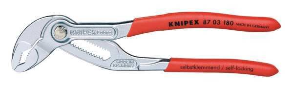 7 1/4 in V-Jaw Tongue and Groove Plier Serrated, Plastic Grip