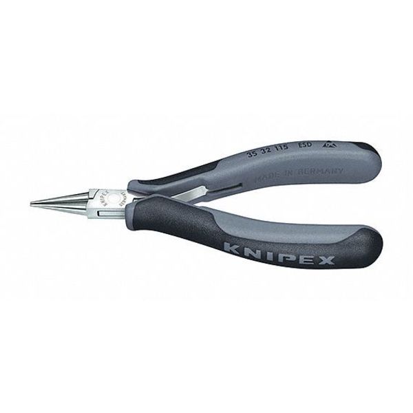 4 1/2 in Round Nose Plier Multi-Component Grip Handle