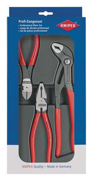 3 Piece Plastic Grip Plier Set Dipped Handle