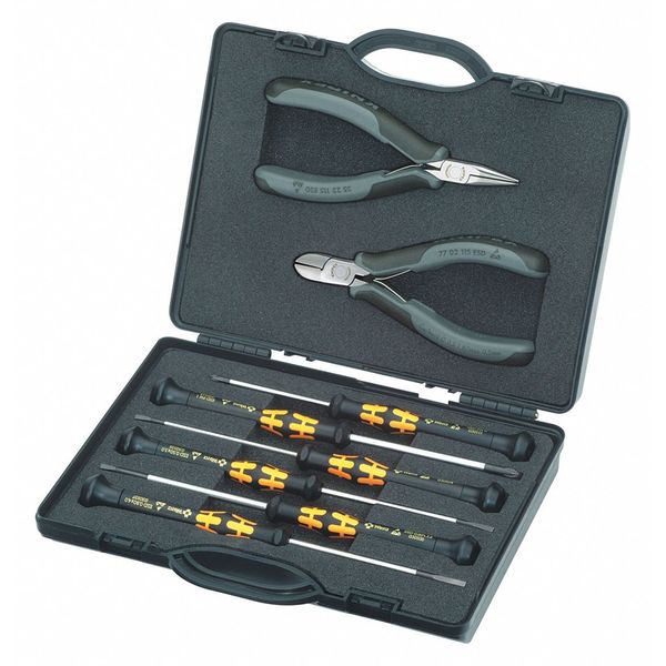 8 Piece Bi-Material Grip Precision Plier Set Electrostatic Discharge Comfort Grip Handle