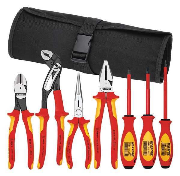 Insulated Tool Set, Tool Roll, 7-Pc