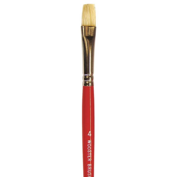 #4 Artist Paint Brush, White China Bristle, Wood Handle, 1