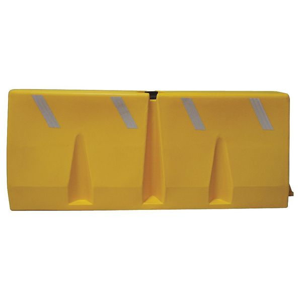 Jersey Barrier Polycade Traffic Barrier, Plastic, 24 1/2 in H, 58 1/4 in L, 16 1/2 in W, Yellow
