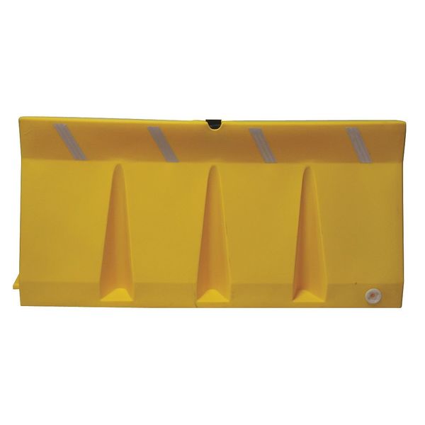 Jersey Barrier Polycade Traffic Barrier, Plastic, 34 in H, 73 3/4 in L, 18 in W, Yellow