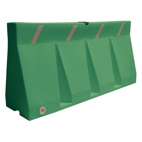 Jersey Barrier Polycade Traffic Barrier, Plastic, 34 in H, 73 3/4 in L, 18 in W, Spruce Green