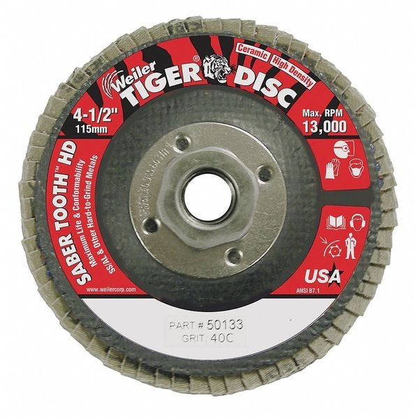 4-1/2 Tiger Ceramic High Density (TY27) Abrasive 40C 5/8