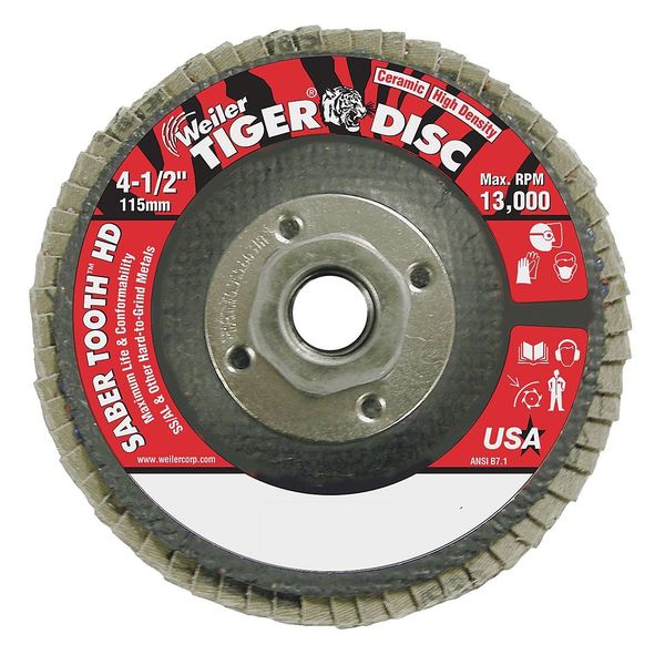 4-1/2 Tiger Ceramic High Density (TY27) Abrasive 80C 5/8