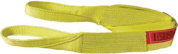 Web Sling, Flat Eye and Eye, 5 ft L, 4 in W, Nylon, Yellow