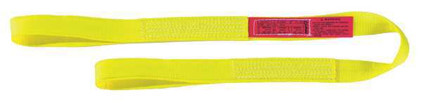 Web Sling, Flat Eye and Eye, 15 ft L, 3 in W, Nylon, Yellow