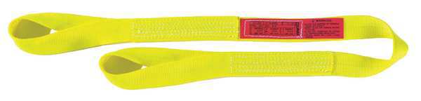 Web Sling, Twisted Eye and Eye, 11 ft L, 4 in W, Nylon, Yellow