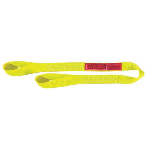 Web Sling, Twisted Eye and Eye, 11 ft L, 6 in W, Nylon, Yellow