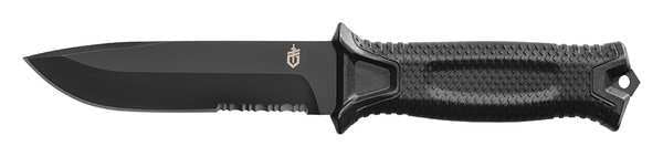 Fixed Blade Knife, Serrated, 4-13/16 in.