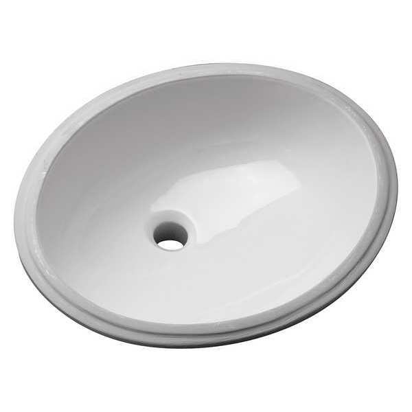 Lavatory Sink, Undermount, Vitreous China White, Bowl Size 16-3/16