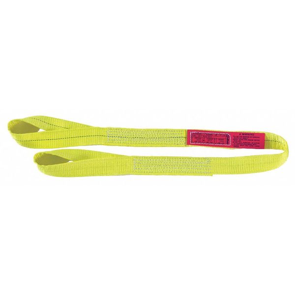 Web Sling, Twisted Eye and Eye, 3 ft L, 6 in W, Polyester, Yellow