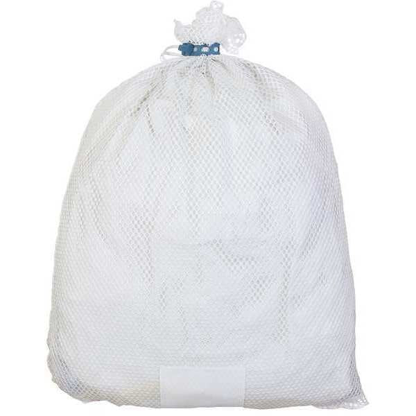 Mesh Laundry Bag, White, with Closure, PK12