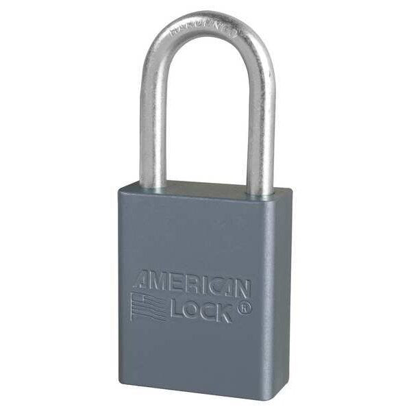 Padlock, Keyed Different, Long Shackle, Rectangular Aluminum Body, Hardened Steel Shackle, 3/4 in W