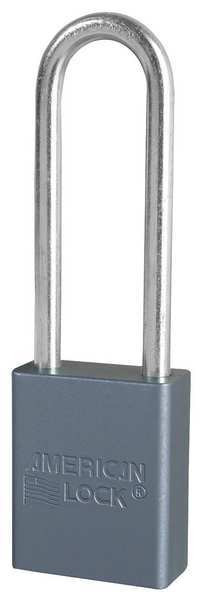 Padlock, Keyed Different, Long Shackle, Rectangular Aluminum Body, Hardened Steel Shackle, 3/4 in W