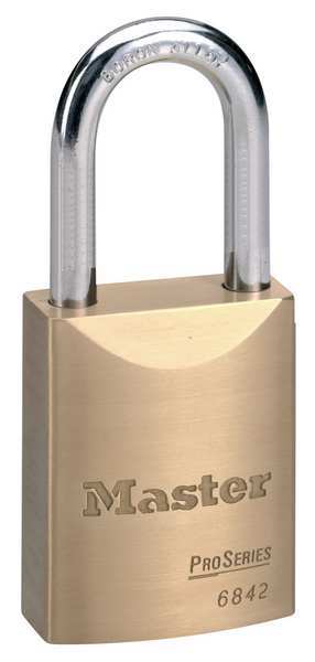 Padlock, Keyed Alike, Standard Shackle, Rectangular Brass Body, Boron Shackle, 25/32 in W