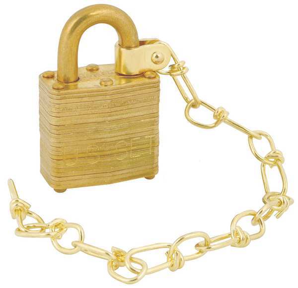 Padlocks, Keyed Alike, Standard Shackle, Rectangular Steel Body, Brass Shackle