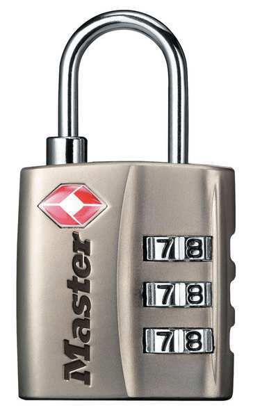 Luggage/Briefcase Padlock, Steel, Side