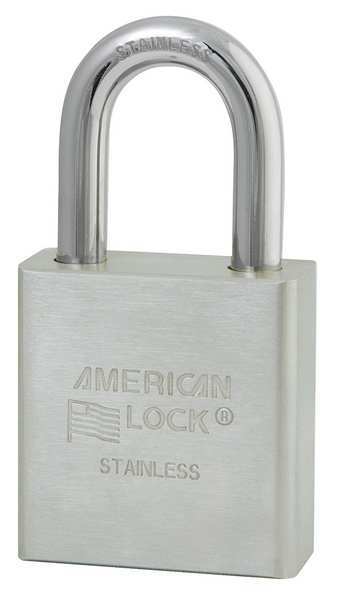Padlock, Keyed Alike, Standard Shackle, Rectangular Stainless steel Body, Stainless Steel Shackle
