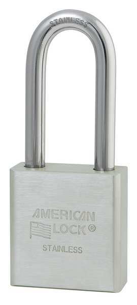 Padlock, Keyed Alike, Long Shackle, Rectangular Stainless steel Body, Stainless Steel Shackle