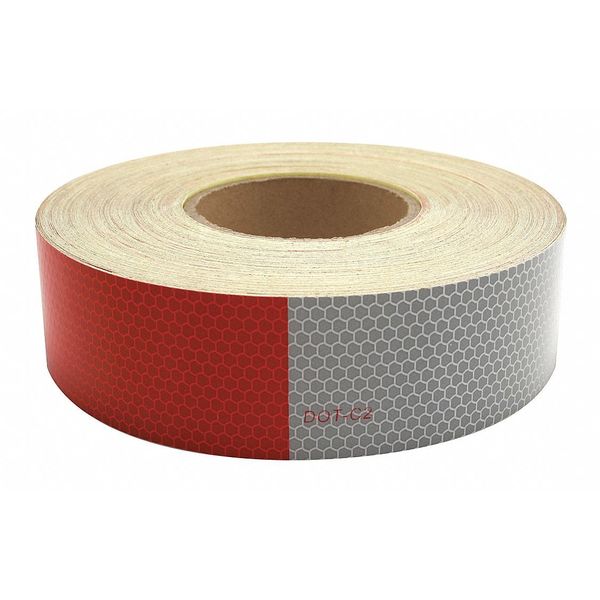 Reflective Tape, Roll, 150 ft L, Red/Silver
