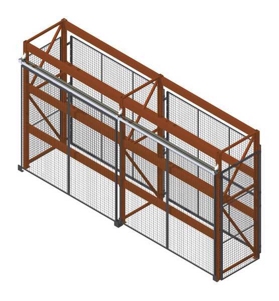 Pallet Rack Encl, 2 Bay, 144inW, 48in BaseD