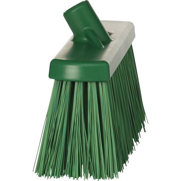 12 in Sweep Face Broom Head, Stiff, Synthetic, Green