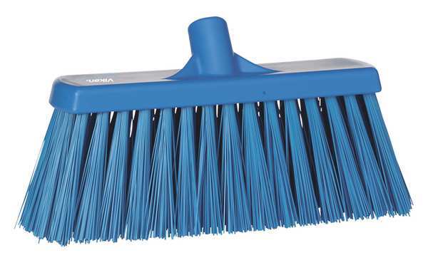12 in Sweep Face Broom Head, Stiff, Synthetic, Blue