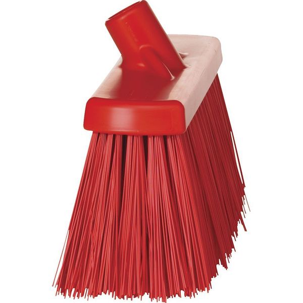 12 in Sweep Face Broom Head, Stiff, Synthetic, Red