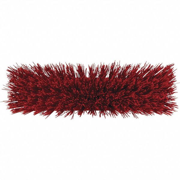 12 in Sweep Face Broom Head, Stiff, Synthetic, Red