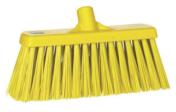 12 in Sweep Face Broom Head, Stiff, Synthetic, Yellow