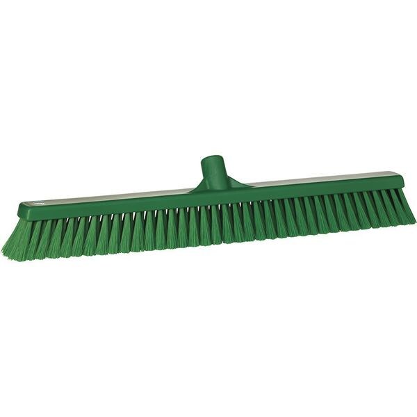 24 in Sweep Face Broom Head, Soft, Synthetic, Green