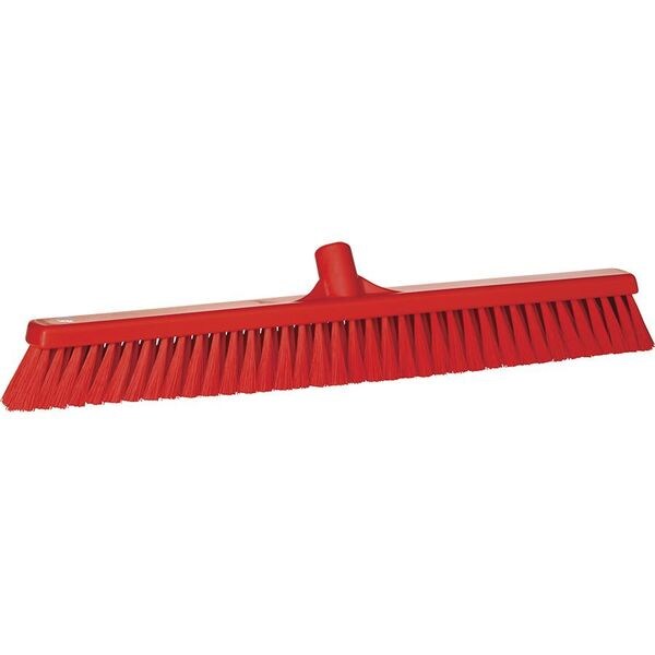 24 in Sweep Face Sweeping Broom Head, Soft, Synthetic, Red