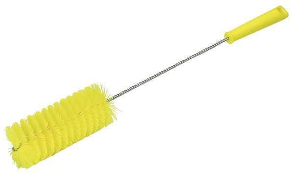 2 5/8 in W Tube and Valve Brush, Medium, 13 1/2 in L Handle, 5 51/64 in L Brush, Yellow