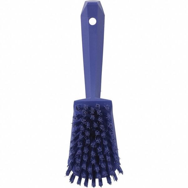 3 in W Scrub Brush, Stiff, 5 57/64 in L Handle, 4 1/2 in L Brush, Purple, Plastic, 10 in L Overall