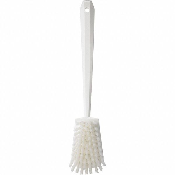 2 3/4 in W Scrub Brush, Stiff, 11 51/64 in L Handle, 4 1/2 in L Brush, White, Plastic