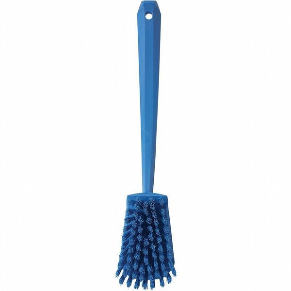 3 in W Scrub Brush, Stiff, 5 57/64 in L Handle, 4 1/2 in L Brush, Blue, Plastic, 10 in L Overall