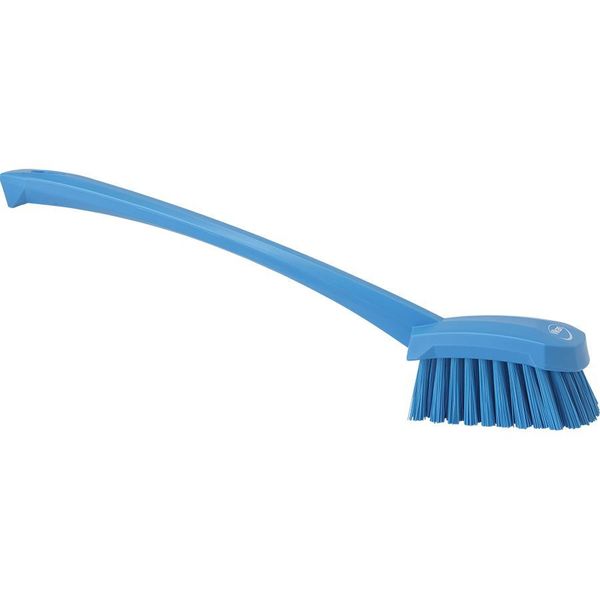 2 3/4 in W Scrub Brush, Stiff, 11 51/64 in L Handle, 4 1/2 in L Brush, Blue, Plastic
