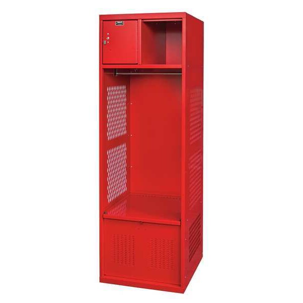 Gear Locker, (1) Tier, (1) Wide, Steel, Red, Powder Coated Finish, 24 in W, 18 in D, 72 in H
