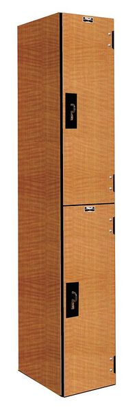 Wardrobe Locker, 12 in W, 18 in D, 72 in H, (1) Wide, (2) Openings, Light Wood