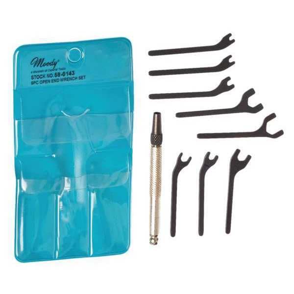 Open End Wrench Set, 9Pc, 4In, SAE