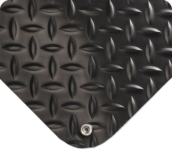 Antifatigue Mat, Black, 5 ft. L x 3 ft. W, PVC Surface With Nitrile Infused Sponge, 9/16