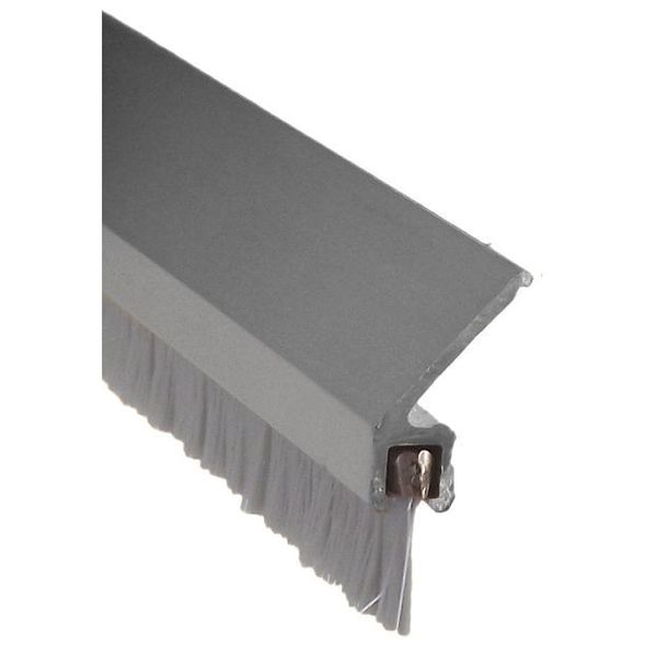 Door Frame Weatherstrip, Brush, 6ft L, Gray