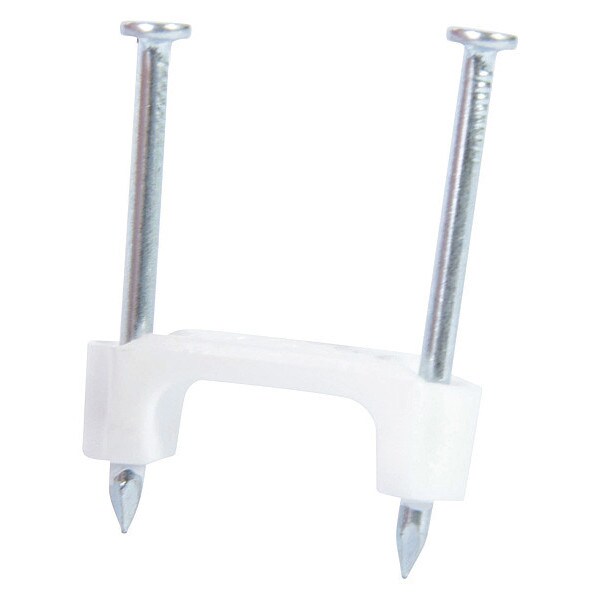 Cable Staple, Plastic NM, White, 1/2