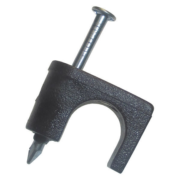 Plastic Coaxial Staple, Black, 1/4
